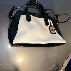 Lauren Ralph Lauren black and white leather bag